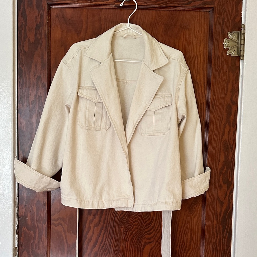& Other Stories Cream Denim Utility Jacket